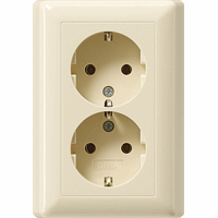 Gira System 55 Wandcontactdoos +RA 2-v kinderveilig znd/klauw crème 078801 afbeelding 2