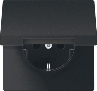 JUNG LS 1520 NBFKL SWM wandcontactdoos met klapdeksel LS990 grafiet mat zwart (LS1520NBFKLSWM)