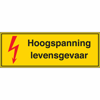 Sticker 297x105mm "Hoogspanning levensgevaar"