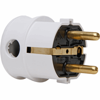 Kopp stekker haaks 2p+RA 16A/250V wit