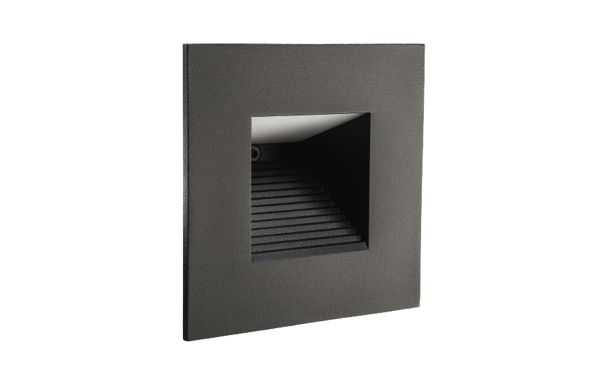 Wandspot vierkant asym. 230V 2W 3000K dimb zwart