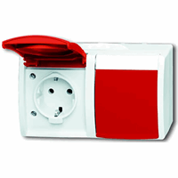 ABB Busch- 20/2 Ew/Dvn-54 WCD RA Dubbel Hor Rood K afbeelding 2