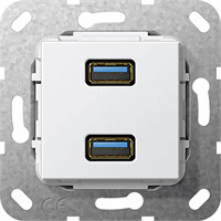 Gira Basiselement USB 3.0 type A 2-voudig Verloopkabel zuiver wit 568503 afbeelding 2