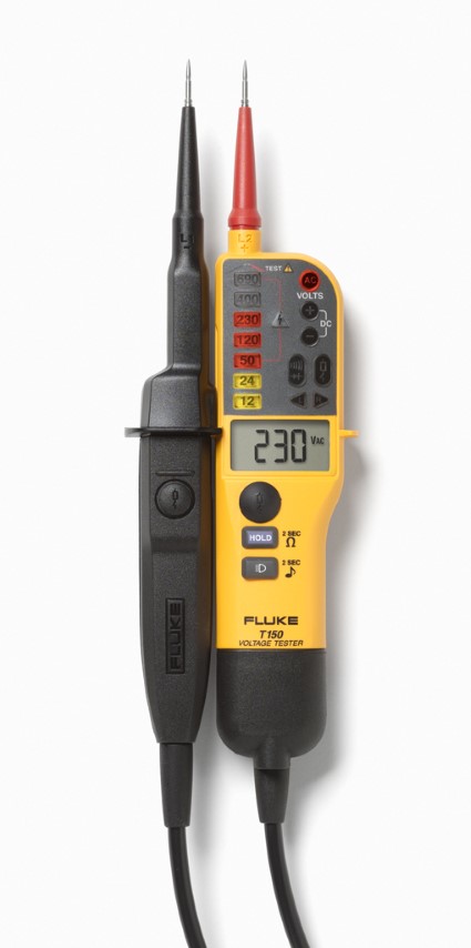 Spannings en doorbeltester, verlichte LCD-uitlezin