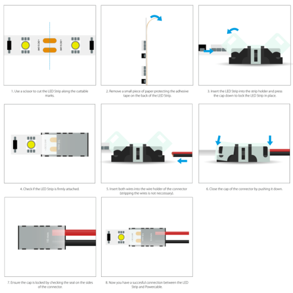 Aansluitconnector SC 2p LED-strip PCB 10mm IP20