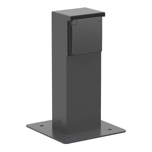 Tuinpaal 1v WCD IP55 grondplaat RVS zwart afbeelding 2