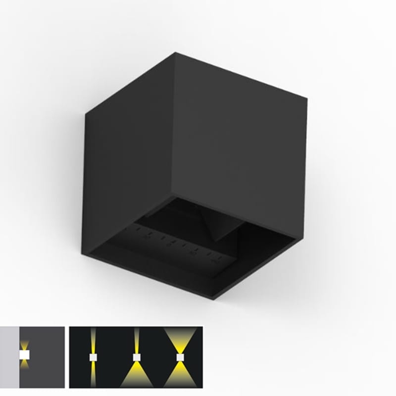 Tronix Wandlamp Cube 6W 2700K 220lm (lxbxh) 100x100x100mm IP65 dimbaar opbouw zwart