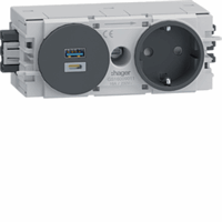 WCD+RA 1-v + USB-A+C, C-profiel Wago RAL9011 zwart afbeelding 2