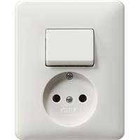 Gira stopcontact met schakelaar inbouw zuiverwit glanzend (047603)