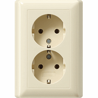 Gira System 55 Wandcontactdoos +RA 2-v crème 078201 afbeelding 2