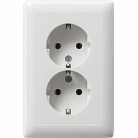 Gira System 55 Wandcontactdoos +RA 2-v zuiver wit 078203