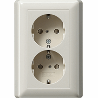 Gira System 55 Wandcontactdoos +RA 2-v kinderveilig crème 078301 afbeelding 2