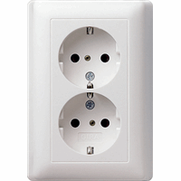 Gira System 55 Wandcontactdoos +RA 2-v kinderveilig zuiver wit 078303