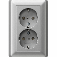 Gira System 55 Wandcontactdoos +RA 2-v kinderveilig aluminium 078326 afbeelding 2