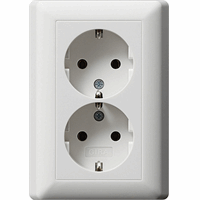 Gira System 55 Wandcontactdoos +RA 2-v znd klauw zuiv.witmat 078804 afbeelding 2