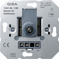 Gira Inb. dimmer gloeilamp 100-1000W basiselement 118100 afbeelding 2