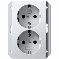Gira System 55 Wandcontactdoos +RA 2-v kinderveilig 1 inb.doos zuiver wit 273103 afbeelding 2