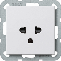 Gira System 55 Wandcontactdoos 1-v EURO-US 16Amp zuiver wit 284003 afbeelding 2