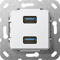 Gira Inb. USB-A 3.0 2-v zuiver wit 568403 afbeelding 2
