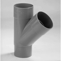 pvc t-stuk 70 mm 2 x mof verjongd spie 45 grijs afbeelding 2