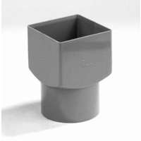 pvc verloopstuk vierkant op rond 80x80 mm lijmmof x spie grijs