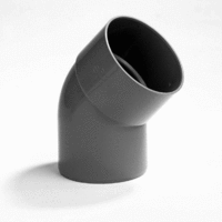 pvc bocht 50 mm lijmmof x spie 45 grijs