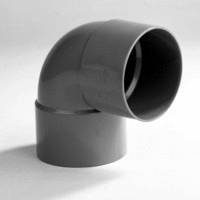 pvc korte bocht 50 mm 2 x lijmmof 90 grijs