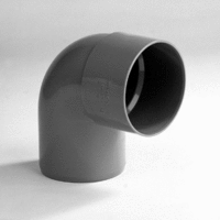 pvc korte bocht 110 mm lijmmof x spie 90 grijs