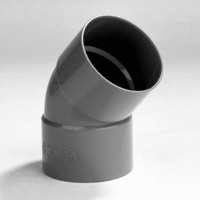 pvc bocht 110 mm 2 x lijmmof 45 grijs