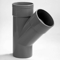 pvc t-stuk 75 mm 2 x lijmmof 1 x spie 45 grijs afbeelding 2