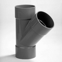 pvc t-stuk 32 mm 3 x lijmmof 45 grijs