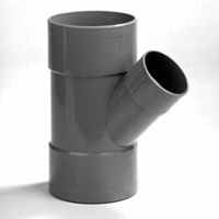 pvc verloop t-stuk 110x50 mm 3 x lijmmof 45 grijs afbeelding 2