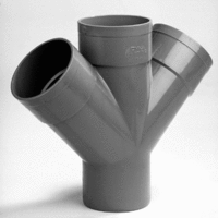 pvc dubbel t-stuk 110x110 mm 3 x lijmmof 1 x spie 45 grijs