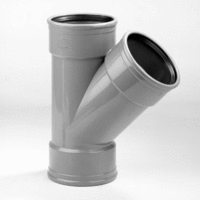 pvc t-stuk sn8 125 mm 3 x mof 45 grijs manchet