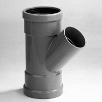 pvc t-stuk 110x50 mm 2 x mof 1 x lijmmof 45 grijs