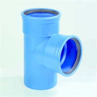 dykasono pvc t-stuk 110x110 mm 2 x mof 1 x spie 87.5 blauw afbeelding 2