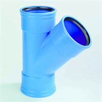 dykasono pvc t-stuk 90 mm 3 x mof 45 blauw afbeelding 2
