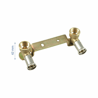 Henco messing pers dubbele muurplaat inbouw 16x1/2"x16x1/2" bi.dr.