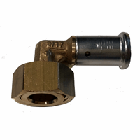 Henco messing pers knie 90° press naar vlakke dichting binnendraad 20x3/4" CuSi afbeelding 2