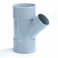 pvc verloop t-stuk 90x75mm 3x mof 45 afbeelding 2