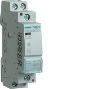 Hager Magneetschakelaar 25 A, 2 x maak, geruisarm, 12 V ESL225SDC afbeelding 2