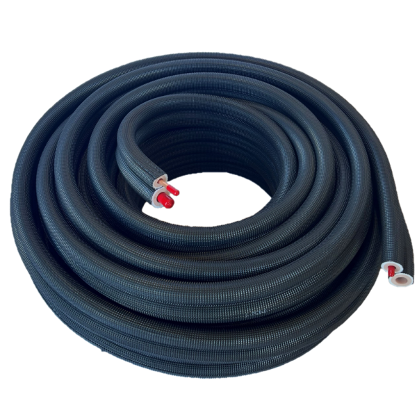 Geïsoleerde combi koelleiding 1/4"+3/8" 20m zwart