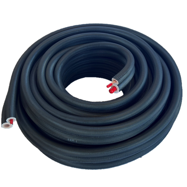 Geïsoleerde combi koelleiding 1/4"+1/2" 20m zwart