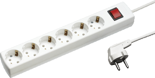 Stekkerdoos 6V met randaarde 5M snoer 3x1mm² wit met schakelaar afbeelding 2