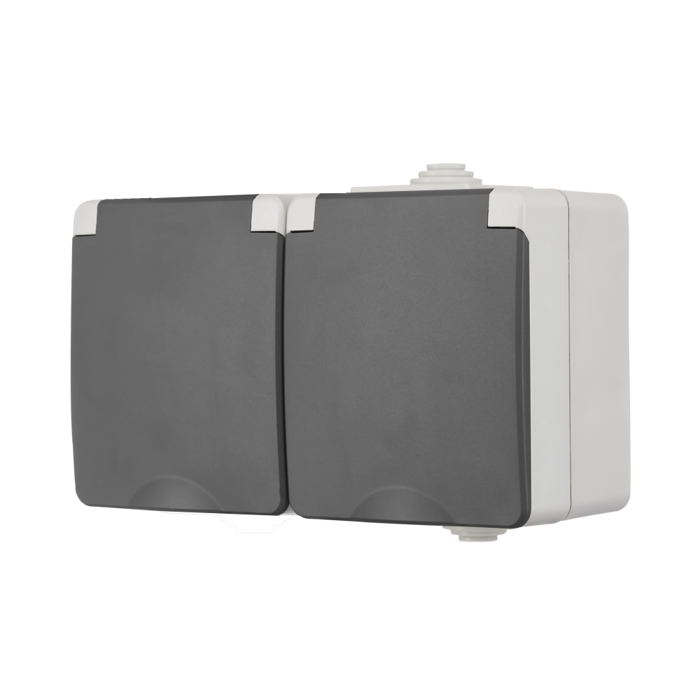 ION Opbouw Wandcontactdoos 2-voudig IP55 Grijs afbeelding 4