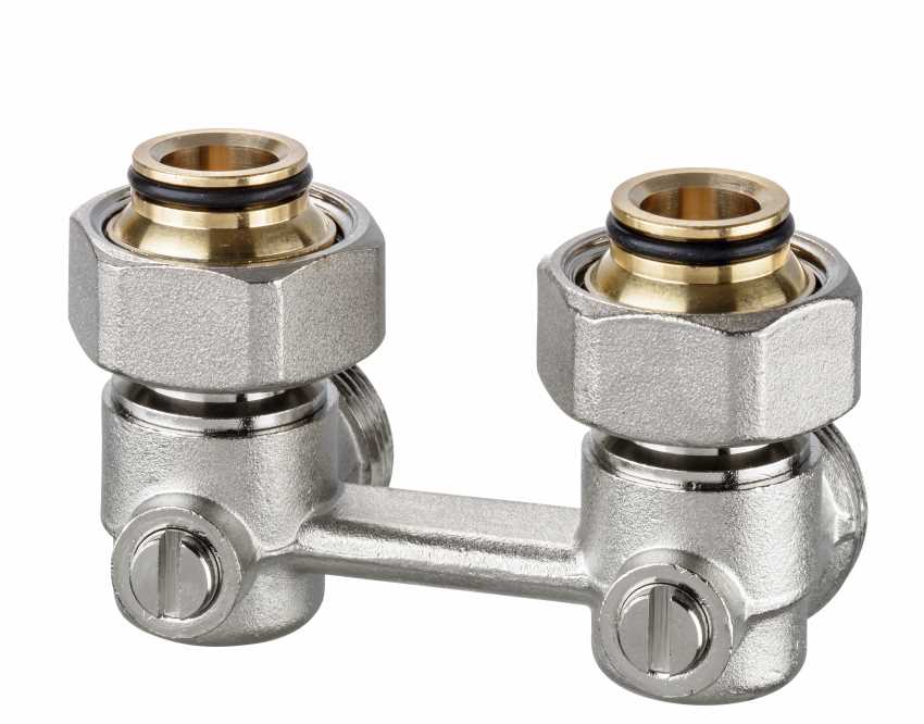 HEIMEIER Onderblok Vekotrim 2-pijps haaks 1/2" x 3/4" 50mm afsluitbaar