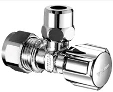 SCHELL Hoekstopkraan met rozet chroom  12mm knel x 3/8"-10mm
