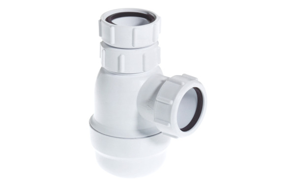 MCALPINE Bekersifon PP wit 1 1/4" x 32mm met muurbuis en rozet