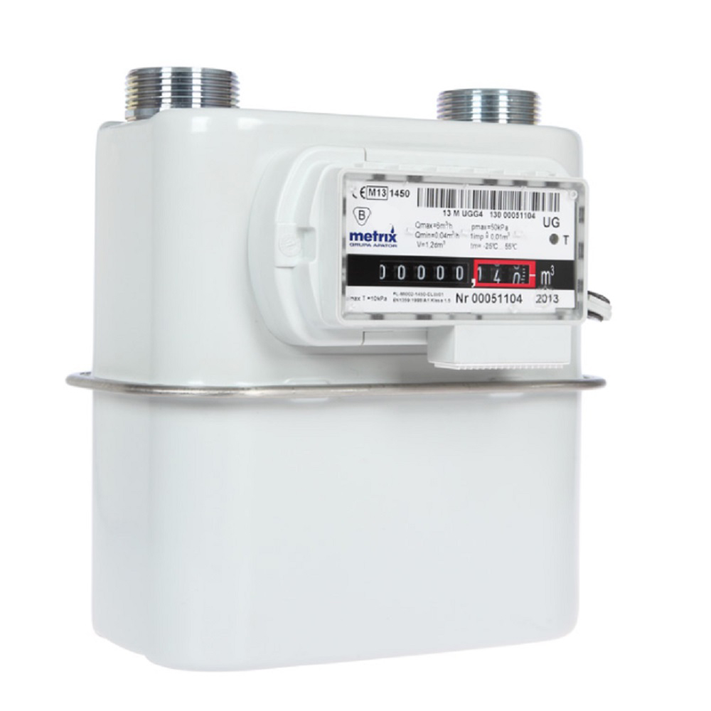 ITRON Balgengasmeter G1,6 3/4" 2,5 Nm³/h hoh 100mm zonder koppeling