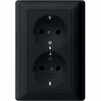 Gira System 55 Wandcontactdoos +RA 2-v zwart mat 0783005